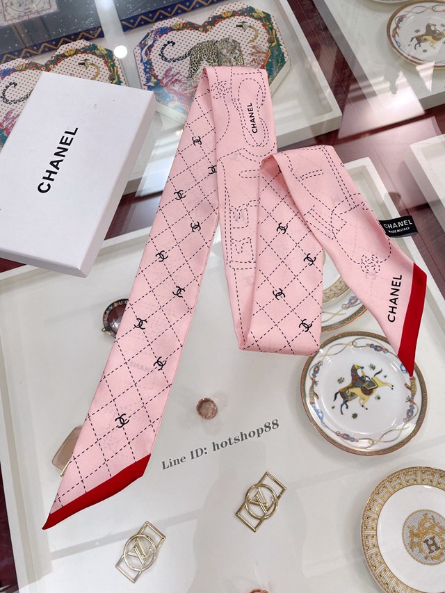 CHANEL專門店新款香奈兒雙面斜紋真絲束發帶飄帶款小圍巾綁頭髮綁手袋 mmyj1501